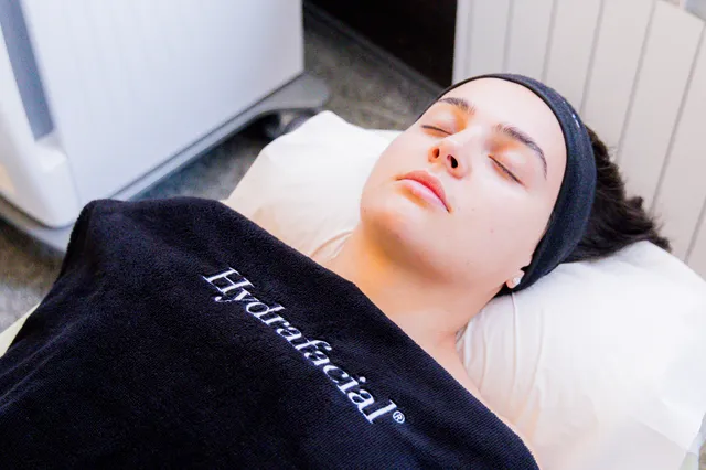 Client relaxing during a HydraFacial® MediFacial skin treatment